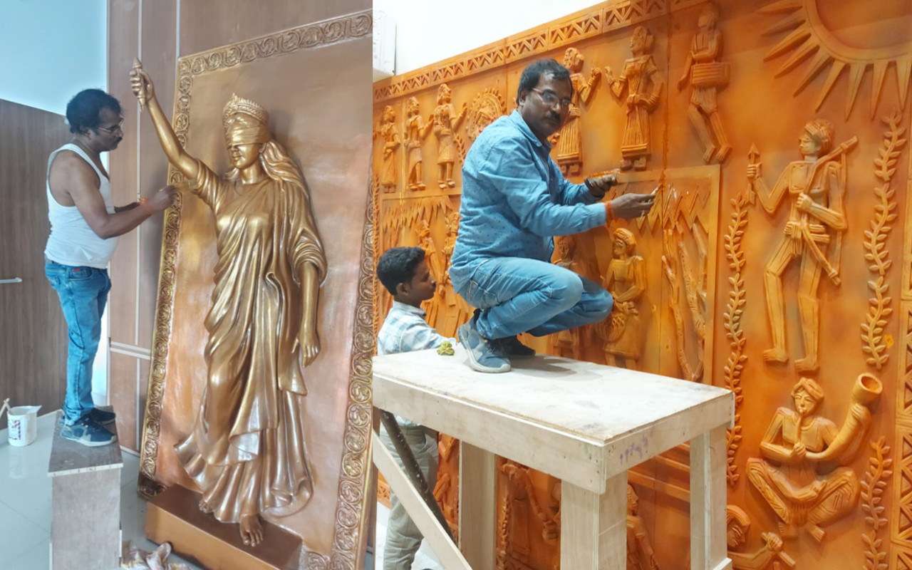 झारखंड हाईकोर्ट की शान बढ़ाएगी श्याम विश्वकर्मा की टेराकोटा पेंटिंग्स, फाइनल टच देने में जुटे आर्टिस्ट