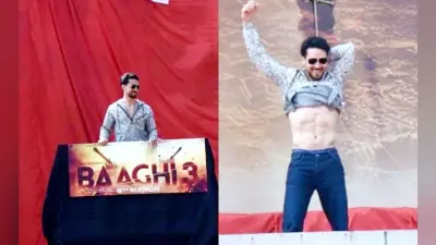 सिनेमाघरों में आज से दिखेगी फिल्म बागी- 3, पोस्टर लगवाने सड़क पर निकले टाइगर श्रॉफ