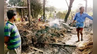 पश्चिमी चंपारण : आग से 11 घर जले, दर्जनों मवेशियों की मौत