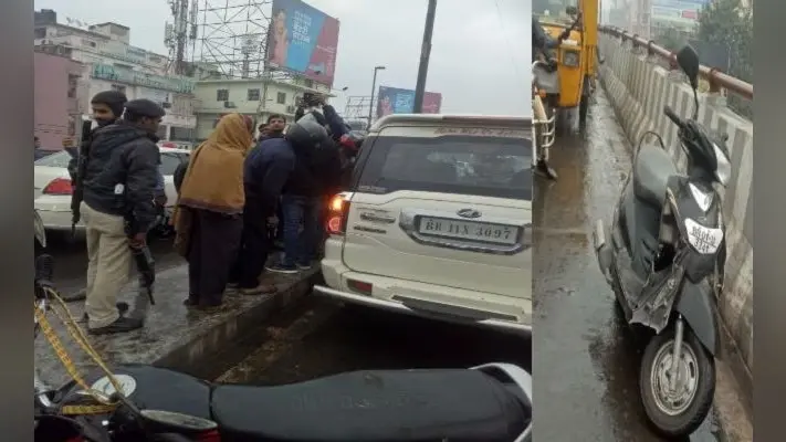 रॉन्ग साइड से आ रही सरकारी गाड़ी ने मारी टक्कर, महिलाओं ने जमकर काटा बवाल
