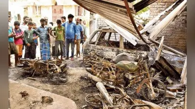 मुजफ्फरपुर : बरात में गोली लगने से युवक की मौत, हंगामा, 18 वाहनों को क्षतिग्रस्त कर किया आग के हवाले