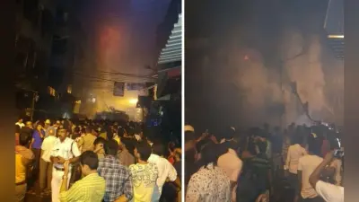कोलकाता अग्निकांड : 11 घंटे बाद भी काबू में नहीं आग, बिल्डिंग में दरार, गिरने की आशंका से फैला आतंक