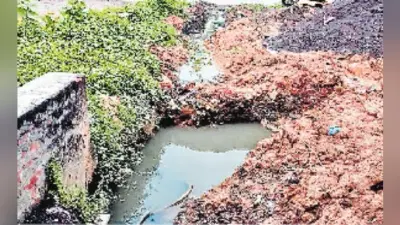 विश्वकर्मा मंदिर इलाके में पक्का ड्रेन नहीं, सड़क पर बह रहा सड़ांध पानी