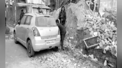 सिलीगुड़ी : मिलनपल्ली इलाके में भरभराकर गिरी दीवार
