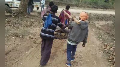 गोमिया : पथ के अभाव में 7 KM खाट में रख आदिवासी गर्भवती महिला को लाया गया अस्पताल, तब बची जान