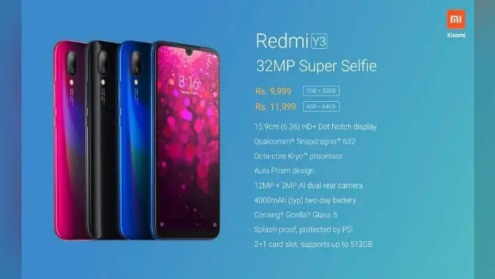 Redmi Y3 लॉन्च, 32MP सेल्फी कैमरे से लैस यह स्मार्टफोन आया सस्ते में