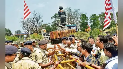 रांची :प्रतिमा की शुद्धीकरण के लिए पहुंचे, नारेबाजी की
