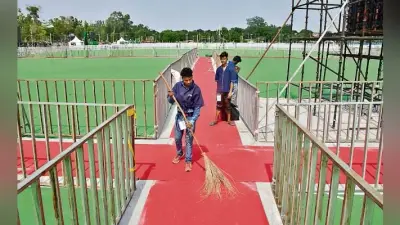 रांची : मैदान में बड़े स्क्रीन पर पीएम नरेंद्र मोदी को योग करते देखेंगे लोग