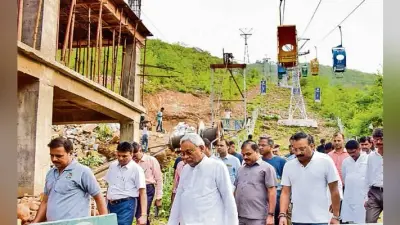 सीएम ने निर्माण कार्य का लिया जायजा, दिया निर्देश, राजगीर में अक्तूबर के पहले पूरा हो नये रोपवे का निर्माण