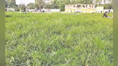 स्टेडियम में गड्ढों से खिलाड़ियों व लोगों को चोटिल होने का डर