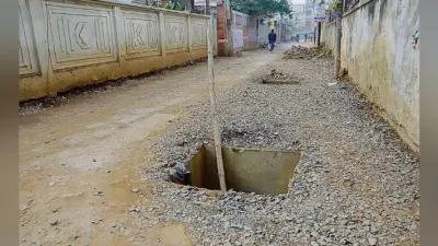 टूटे हैं चैंबर के ढक्कन, पेयजल भी नहीं पहुंच पाता
