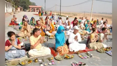 गया के विष्णुपद में संगम घाट पर 39 विदेशी तीर्थयात्रियों ने किया पिंडदान