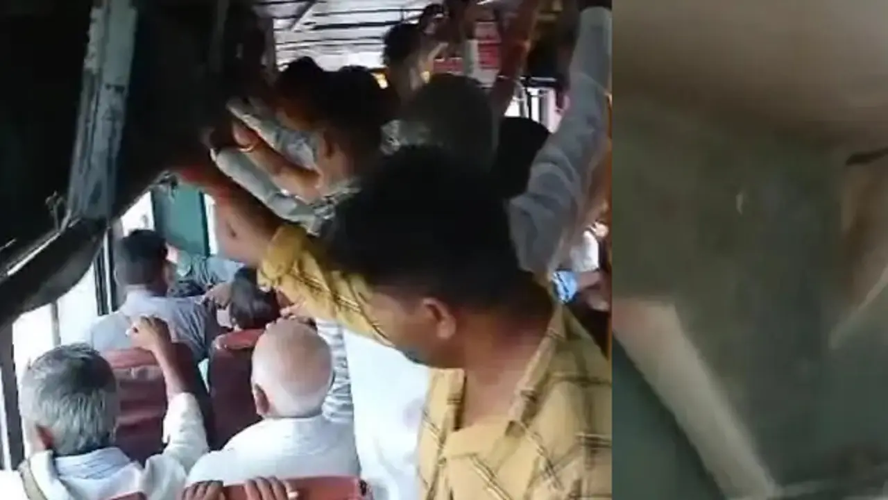 UP परिवहन मंत्री के जिले में रोडवेज बस की छत से टपक रहा बरसात का पानी, परेशान यात्रियों ने बैलगाड़ी से की तुलना