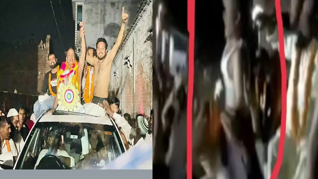 बरेली की देवरनिया नगर पंचायत के नवनिर्वाचित चेयरमैन पर चढ़ा जीत का खुमार, विजयी जुलूस में कपड़े उतारकर नाचे