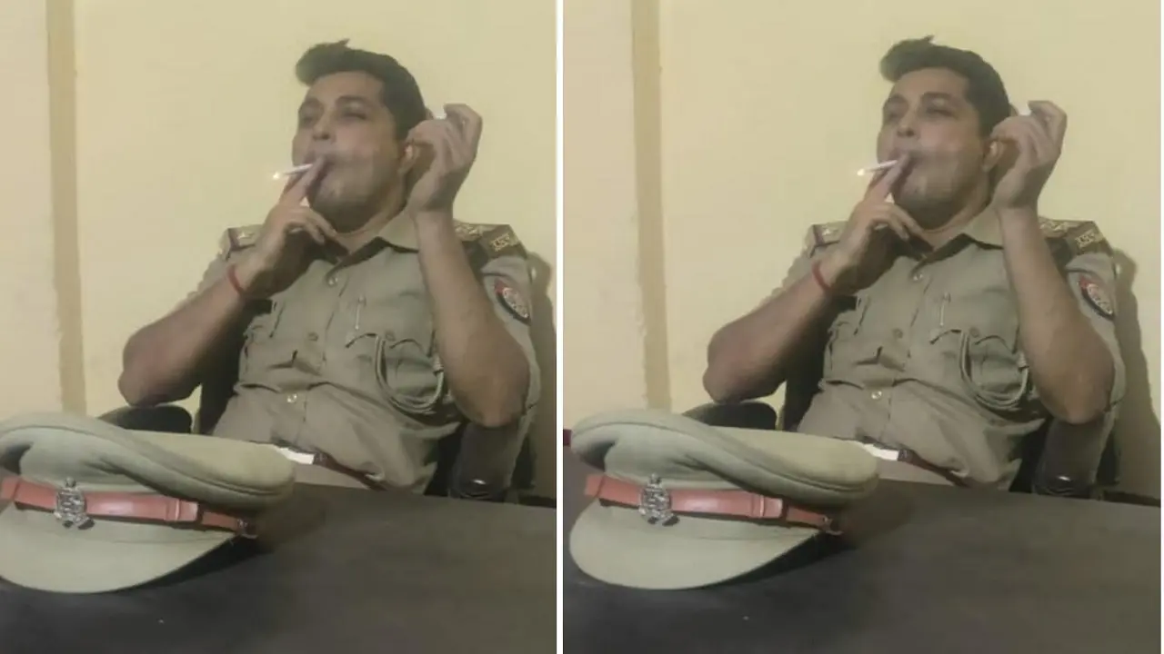 अलीगढ़ में दारोगा का पुलिस चौकी में बैठकर सिगरेट पीने का फोटो वायरल, क्षेत्राधिकारी को सौंपी जांच