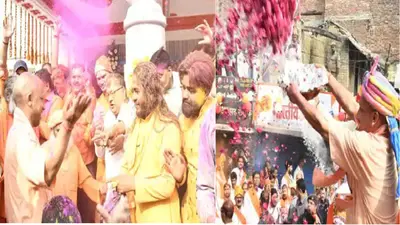 गोरखपुर में भगवान नरसिंह की रंगभरी शोभायात्रा में शामिल हुए सीएम योगी, खेली जमकर होली
