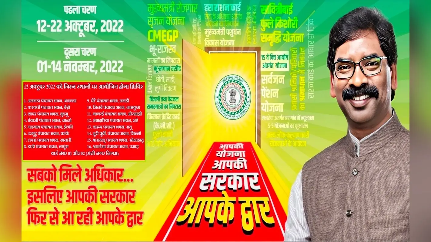 आपकी योजना, आपकी सरकार, आपके द्वार : 12 अक्टूबर से होगा शुभारंभ, रांची में पहले दिन कहां-कहां लगेगा कैंप