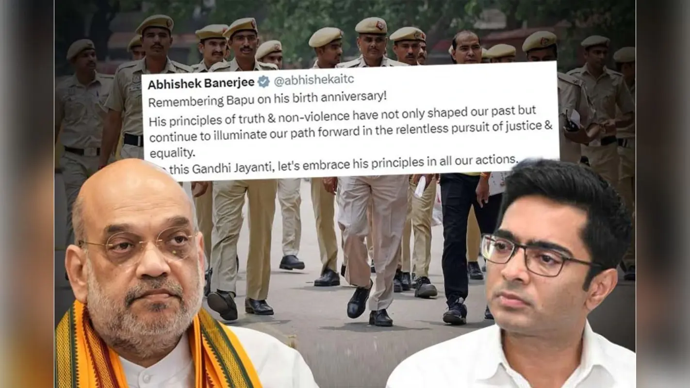 अमित शाह की पुलिस ‘अतिसक्रिय’, बापू के जन्मदिन पर अभिषेक ने गांधीगिरी से दिया जवाब