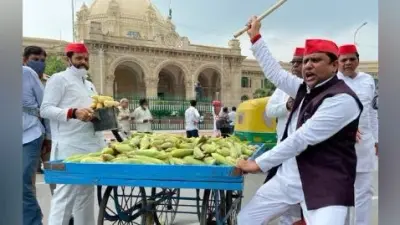 UP Monsoon session : सपा विधायकों ने विधानसभा के सामने सिर पर एलपीजी सिलेंडर रख किया प्रदर्शन, लगाए गंभीर आरोप