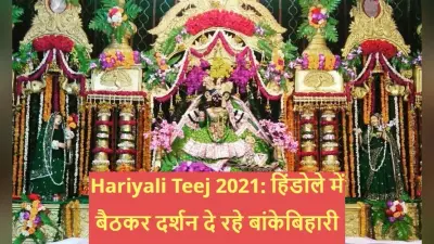 Hariyali Teej 2021: हिंडोले में बैठकर दर्शन दे रहे बांकेबिहारी, एक झलक पाने के लिए भक्तों का उमड़ा सैलाब