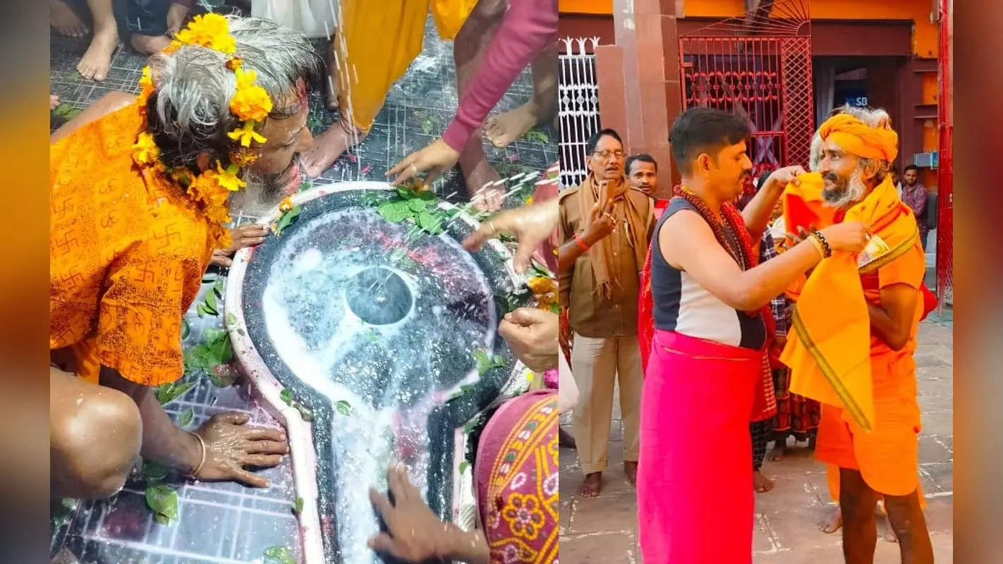 Deoghar News: हाथ के बल चलकर 123वें दिन बैद्यनाथ धाम पहुंचे ‘बिच्छू बम’, जानें उनके सफर के बारे में