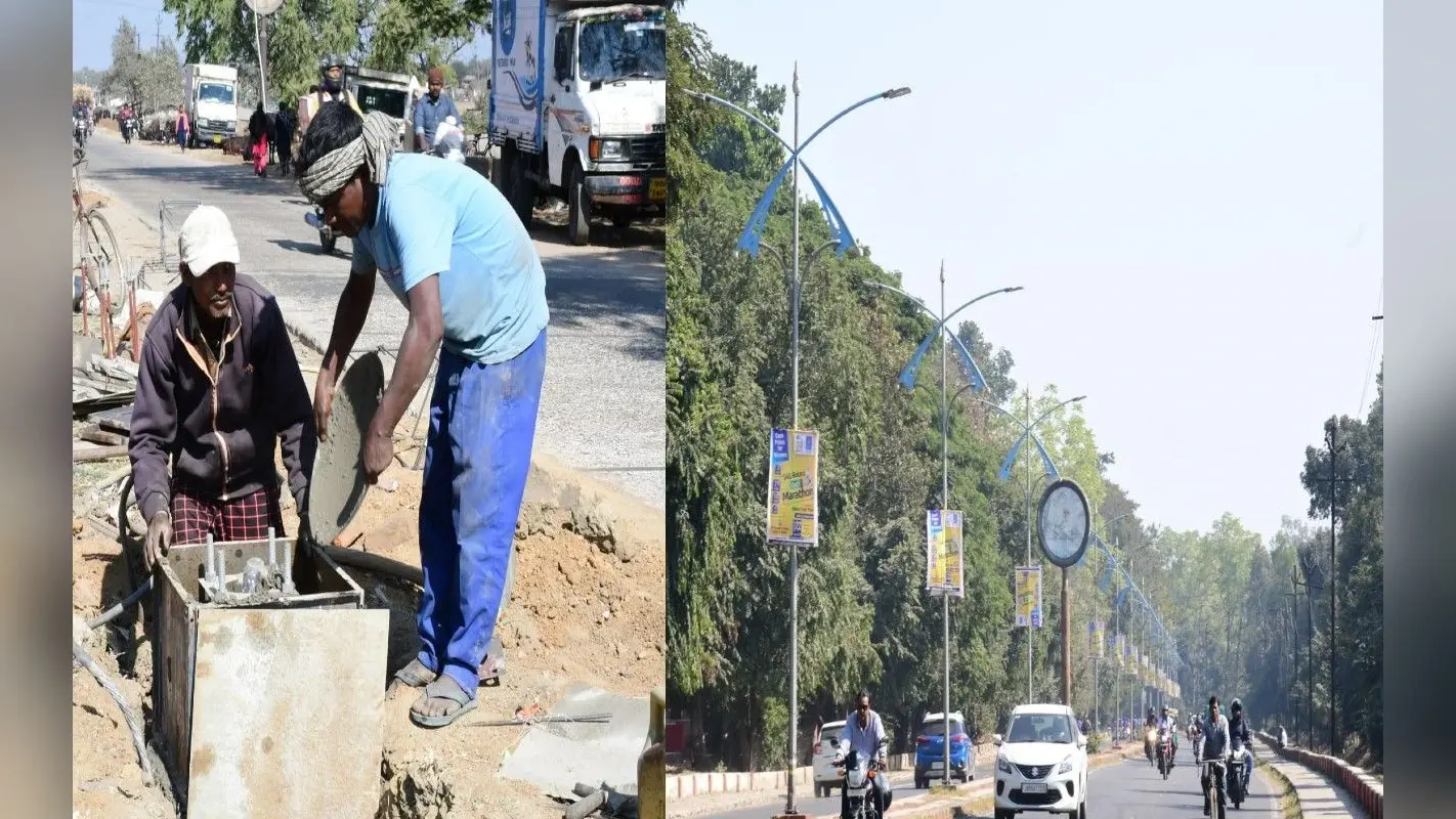 Bokaro News: दूधिया रोशनी से नहायेगा बोकारो, शहर की सड़कों पर लग रहा है अत्याधुनिक ऑक्टागोनल बिजली का पोल