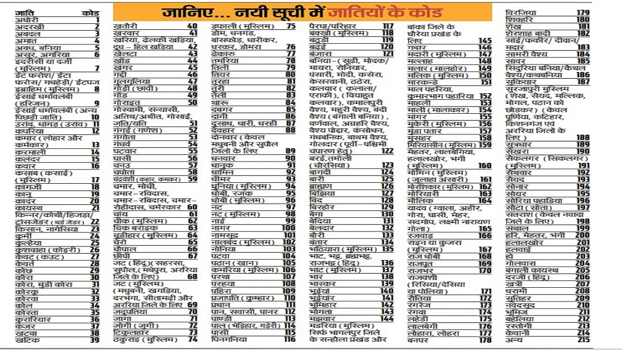 बिहार में कास्ट कोड का सारा कंफ्यूजन यहां करें दूर, जानिए क्यों वायरल हुई दो तरह की जातीय कोड लिस्ट