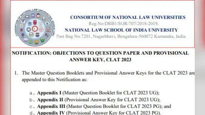 CLAT 2023 प्रोविजनल आंसर की consortiumofnlus.ac.in पर जारी, इस दिन तक दर्ज करा सकते हैं आपत्ति