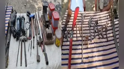 बिहार पंचायत चुनाव के पहले गांव में हुआ मिनी गन फैक्ट्री का खुलासा, पुलिस छापेमारी में निकले कई अवैध हथियार