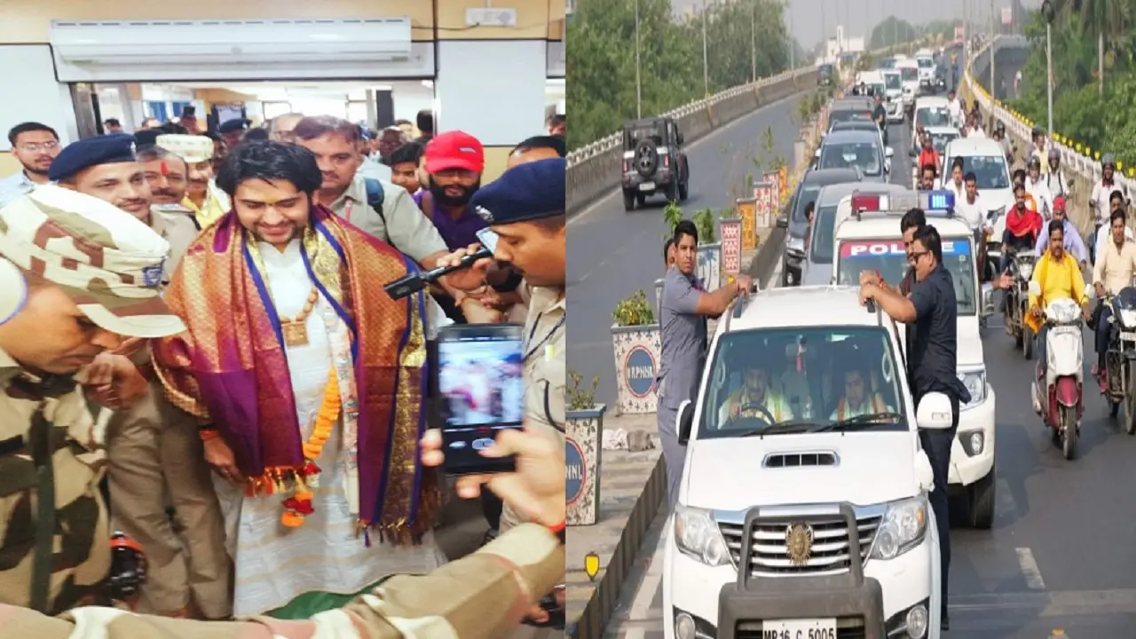 ‘बिहार हमारा है हो..’ पटना में बाबा बागेश्वर का जोरदार स्वागत, एयरपोर्ट से मनोज तिवारी गाड़ी चलाकर ले गए होटल
