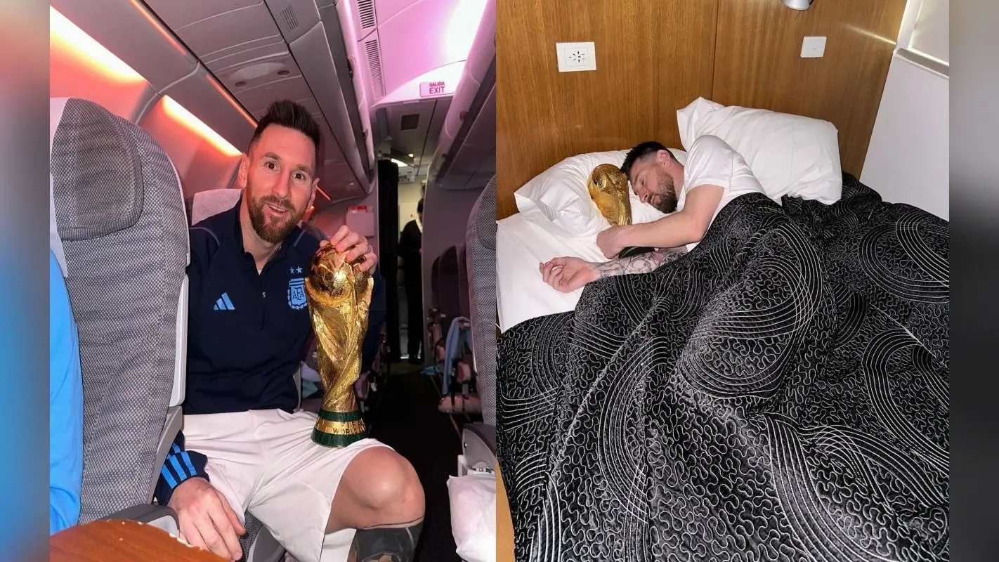 FIFA WC 2022: वर्ल्ड कप ट्रॉफी को सीने से चिपकाकर सोए मेसी, टीम के स्वागत में उमड़ी भीड़, देखें PHOTOS