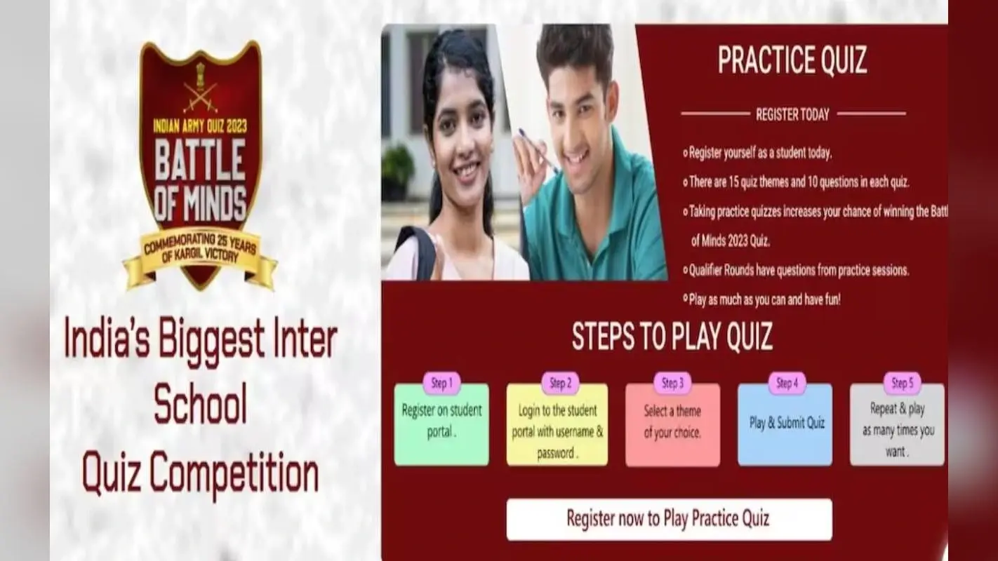 Indian Army Quiz 2023: इस दिन होगी ‘बैटल ऑफ माइंड्स’ क्विज कॉम्पीटिशन, इतने स्कूलों ने कराया रजिस्ट्रेशन