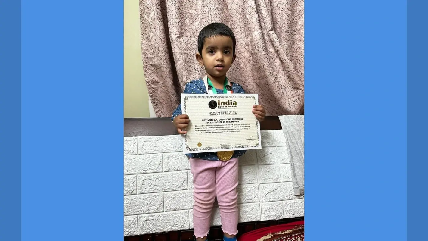 बोकारो: इंडियन बुक ऑफ रिकॉर्ड्स से दो साल की बच्ची सम्मानित, एक मिनट में सर्वाधिक उत्तर देने का रिकॉर्ड