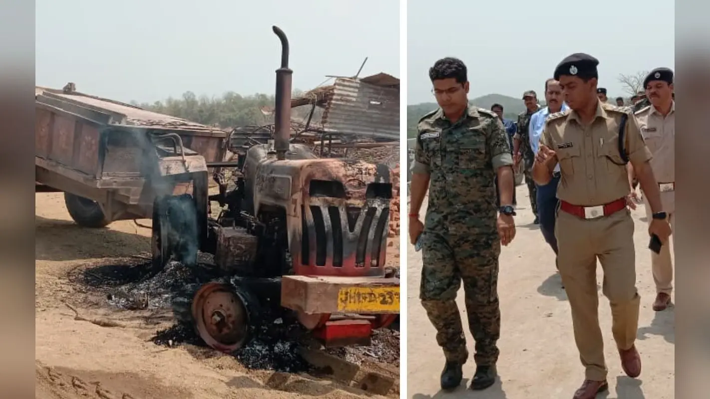 रामगढ़ : गोला में उग्रवादियों ने जेसीबी-ट्रैक्टर समेत 5 वाहन फूंके, मजदूरों के साथ मारपीट कर कमरे में लगाई आग