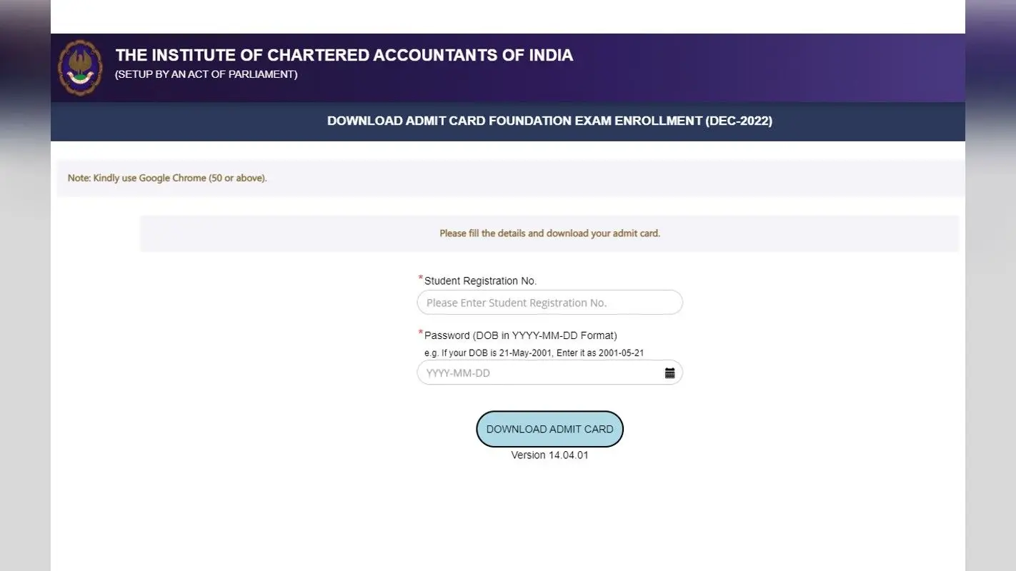 ICAI CA Foundation Admit Card December 2022 जारी, icaiexam.icai.org से डाउनलोड करें