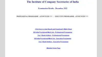 ICSI दिसंबर 2022 एग्जीक्यूटिव रिजल्ट icsi.edu पर जारी, डायरेक्ट लिंक से चेक करें अपना रिजल्ट