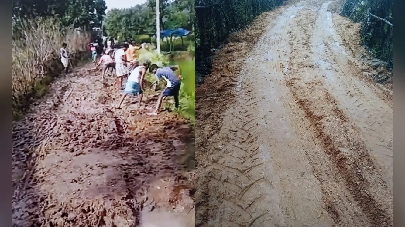 6 घंटे में ग्रामीणों ने श्रमदान से भंडार टोली में बनायी एक किलोमीटर सड़क