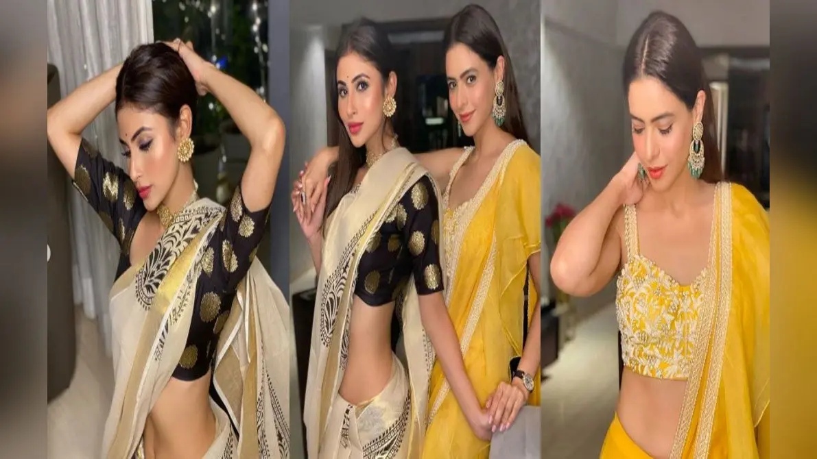 मौनी रॉय ने बेस्ट फ्रेंड आमना शरीफ के साथ मनाई दीवाली, व्हाइट गोल्डन कलर की साड़ी में हसीन लग रही हैं अभिनेत्री