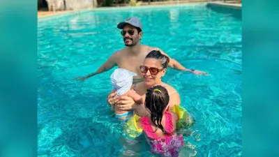 नेहा धूपिया ने रिवील किया ‘बेबी बेदी’ का नाम, स्विमिंग पूल में पूरे परिवार संग मस्ती करती दिखीं एक्ट्रेस