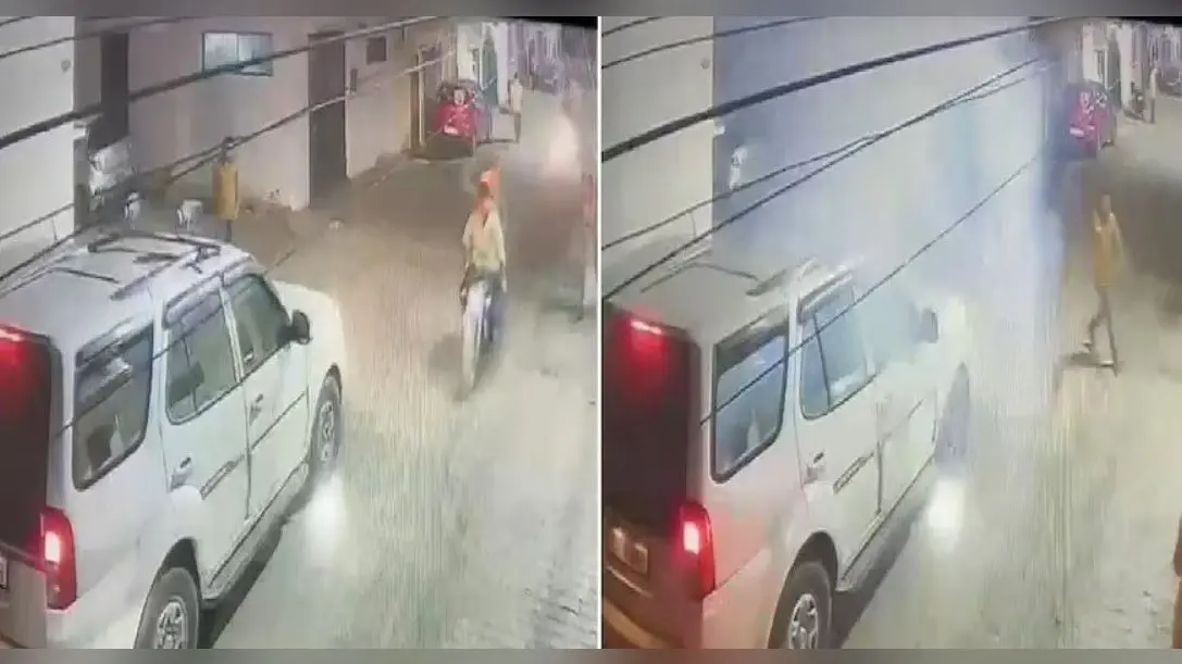 प्रयागराज: BJP नेता के बेटे पर जानलेवा हमला, बाइक सवार बदमाशों ने कार पर फेंके बम, घटना CCTV में कैद