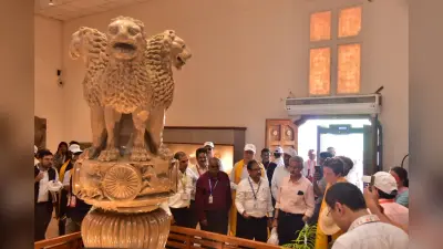 G20: विदेशी मेहमान पहुंचे सारनाथ, धमेक स्तूप की परिक्रमा की, अशोक स्तंभ भी देखा