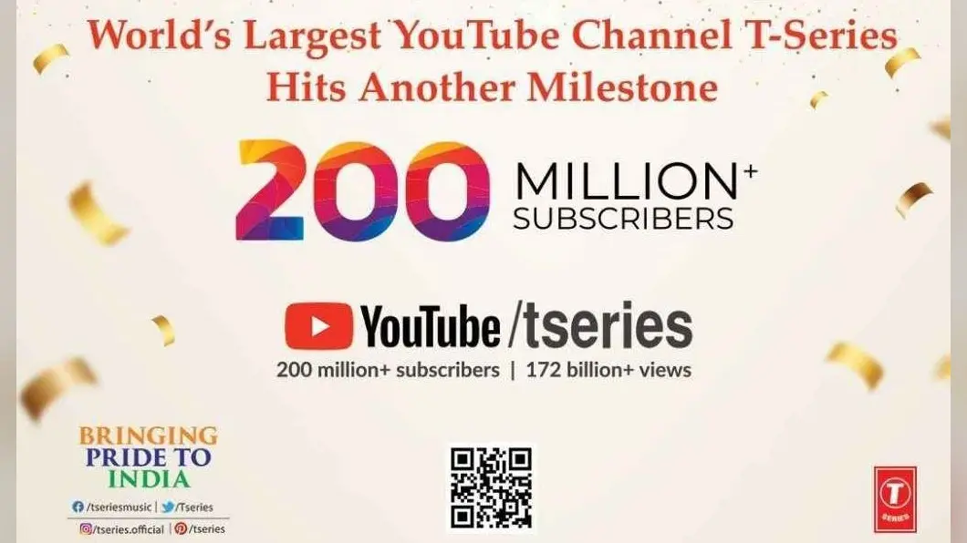 T-Series ने बनाया वर्ल्ड रिकॉर्ड, YouTube पर सब्सक्राइबर्स का आंकड़ा 200 मिलियन के पार