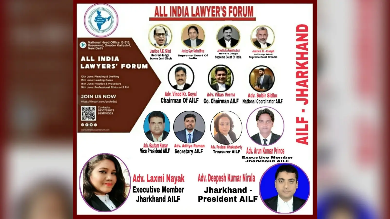 ऑल इंडिया लॉयर्स फोरम ने 23 राज्यों के वकीलों को ऑनलाइन क्लास में दी अहम जानकारी