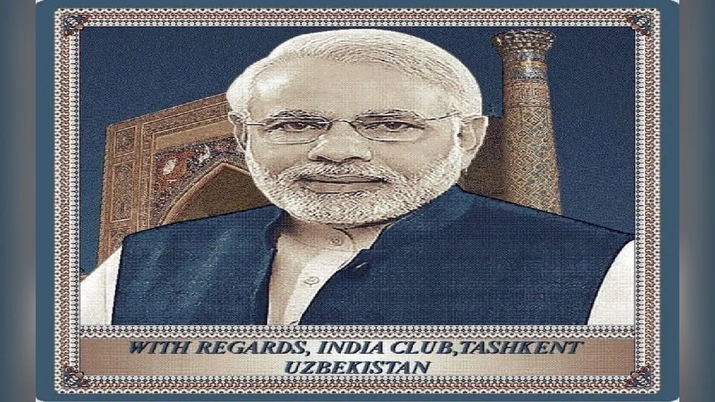 उज्बेकिस्तान में भारतीय समुदाय की ओर से पीएम मोदी को खास तोहफा, भेंट की पीएम की चित्र वाली कालीन