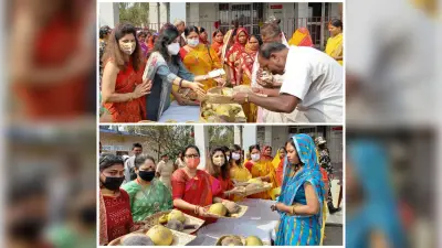 आइपीएस ऑफिसर्स वाइफ एसोसिएशन, बिहार ने छठ व्रतियों के बीच सूप और फल का किया वितरण