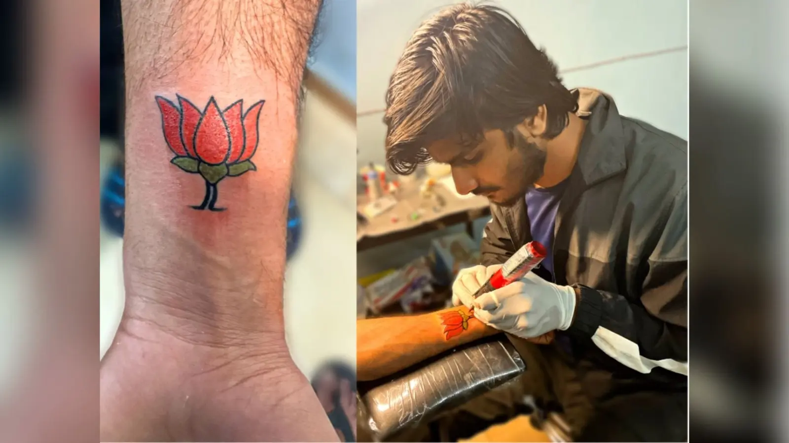 Aligarh News: युवाओं के सिर चढ़कर बोल रहा बीजेपी का जादू, हाथों में गुदवा रहे कमल का टैटू