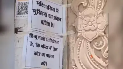 हिन्दू महासभा की अपील, मंदिर-पूजा स्थलों के लिए ड्रेस कोड लागू करें, मुसलमानों की नो एंट्री के पोस्टर चस्पा