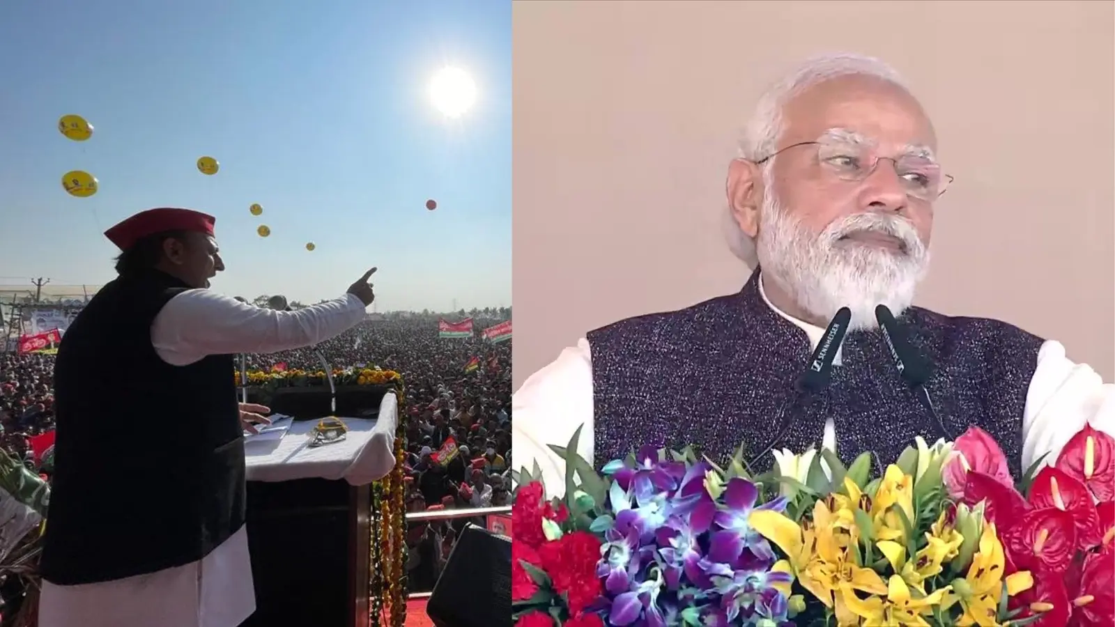 UP Chunav 2022: पीएम मोदी ने लाल टोपी को खतरा बताया तो अखिलेश ने दिया लाल इंकलाब का नारा