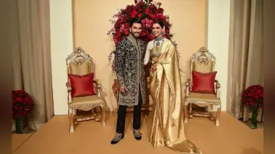 शादी के बाद रिसेप्शन पार्टी में कुछ इस अंदाज में नजर आये दीपिका-रणवीर, देखें चुनिंदा तसवीरें…