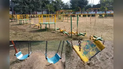 चतरा : 18 लाख की लागत से पार्क में लगाए गए झूले, दो महीने में ही लगे टूटने, पैसों के बंदरबांट का आरोप